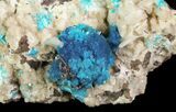 Vibrant Blue Cavansite Clusters on Stilbite - India #64814-1